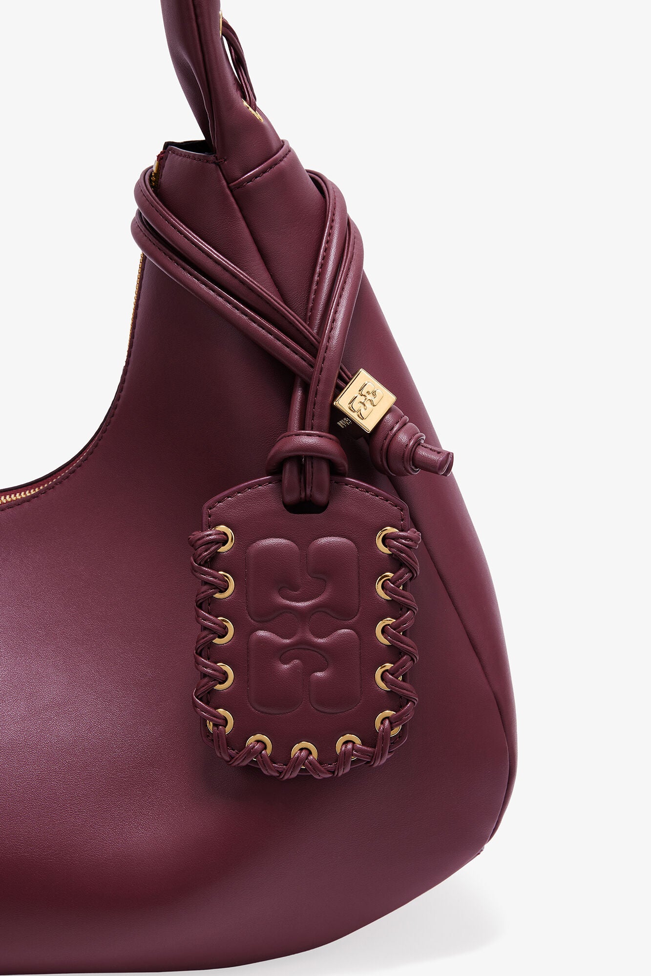 Burgundy Burgundy Medium Laces Hobo Bag - GANNI