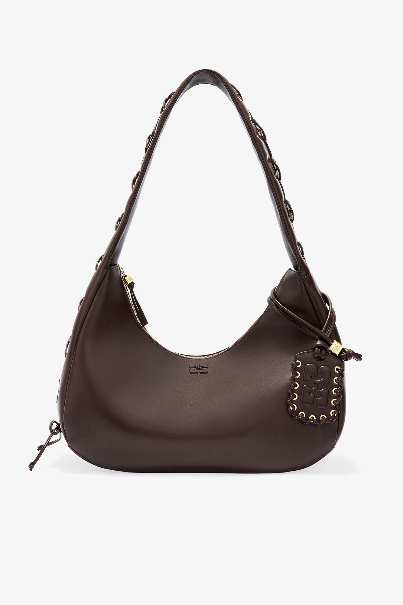 Chocolate Torte Brown Medium Laces Hobo Bag - GANNI