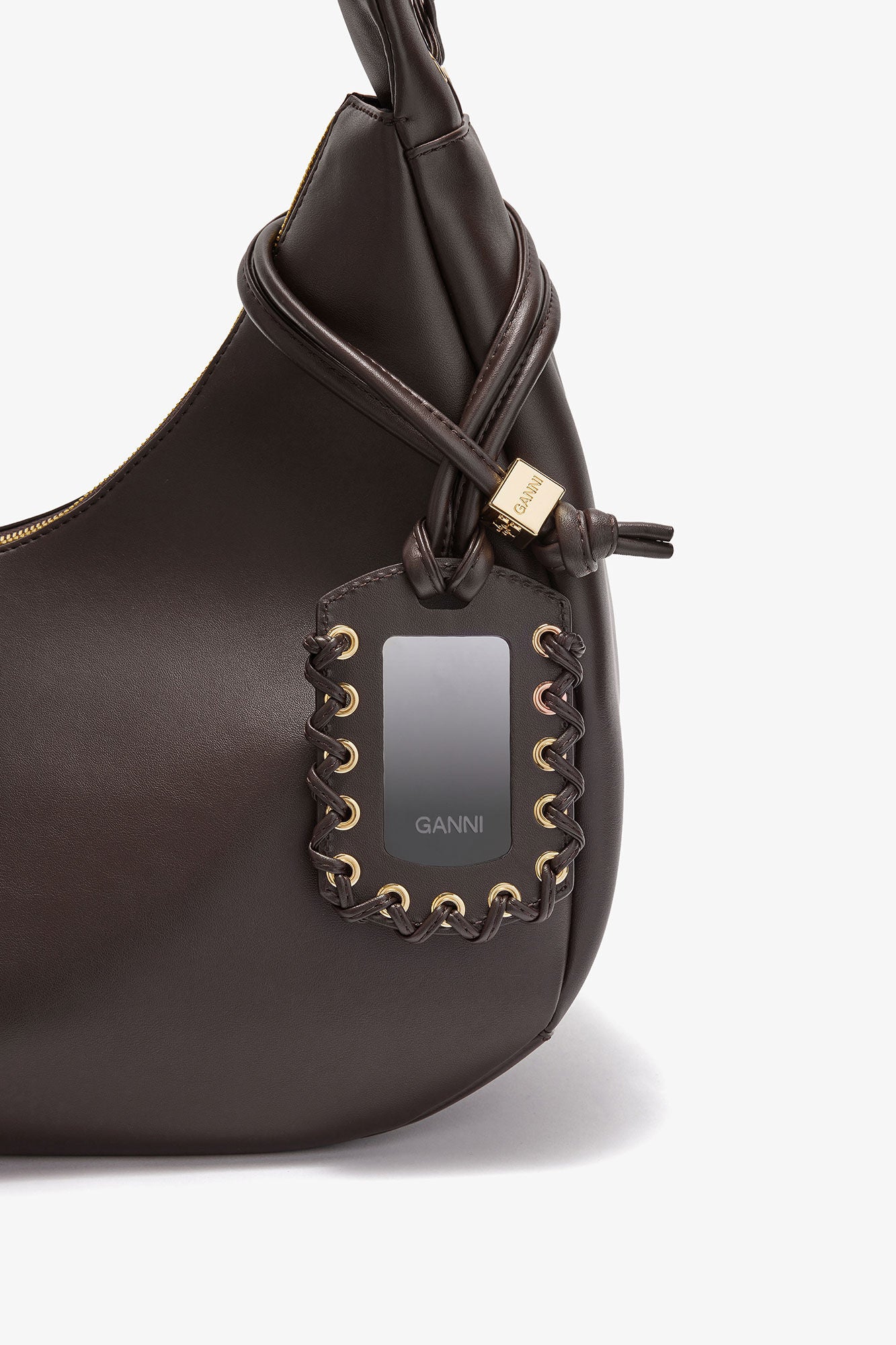 Chocolate Torte Brown Medium Laces Hobo Bag - GANNI