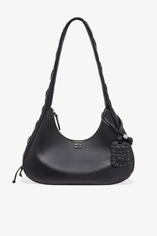 Black Black Medium Laces Hobo Bag - GANNI