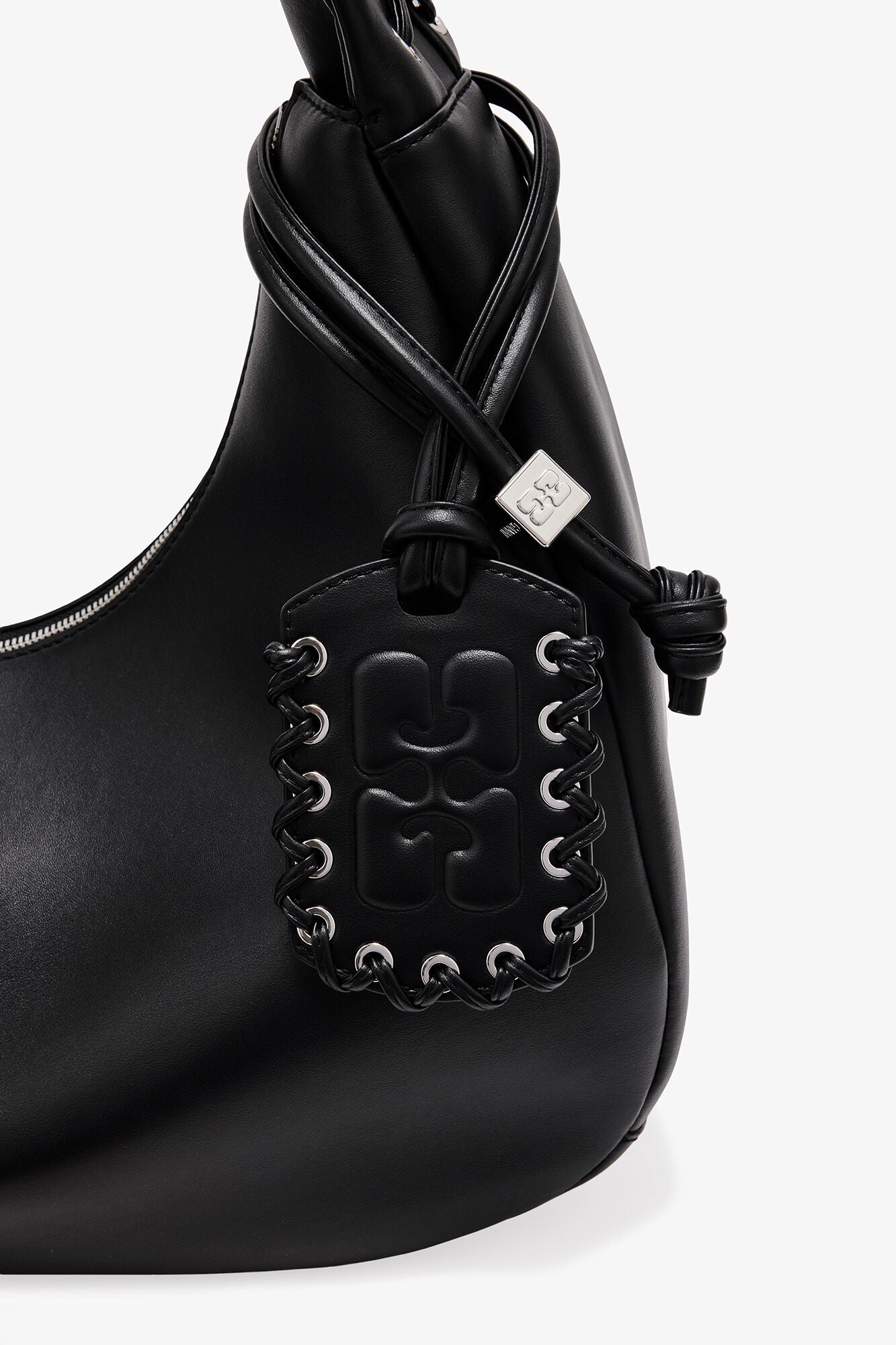 Black Black Medium Laces Hobo Bag - GANNI