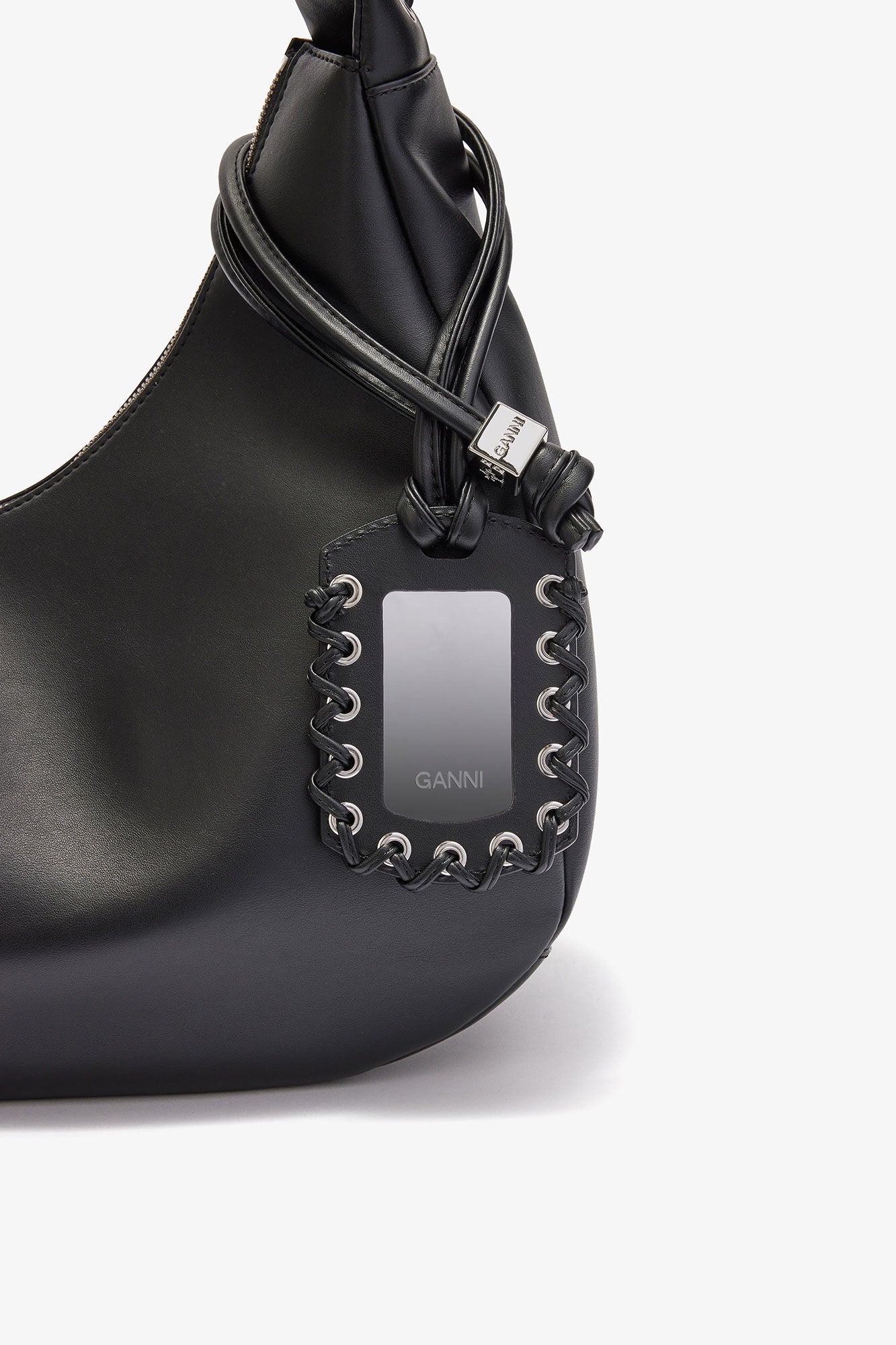 Black Black Medium Laces Hobo Bag - GANNI