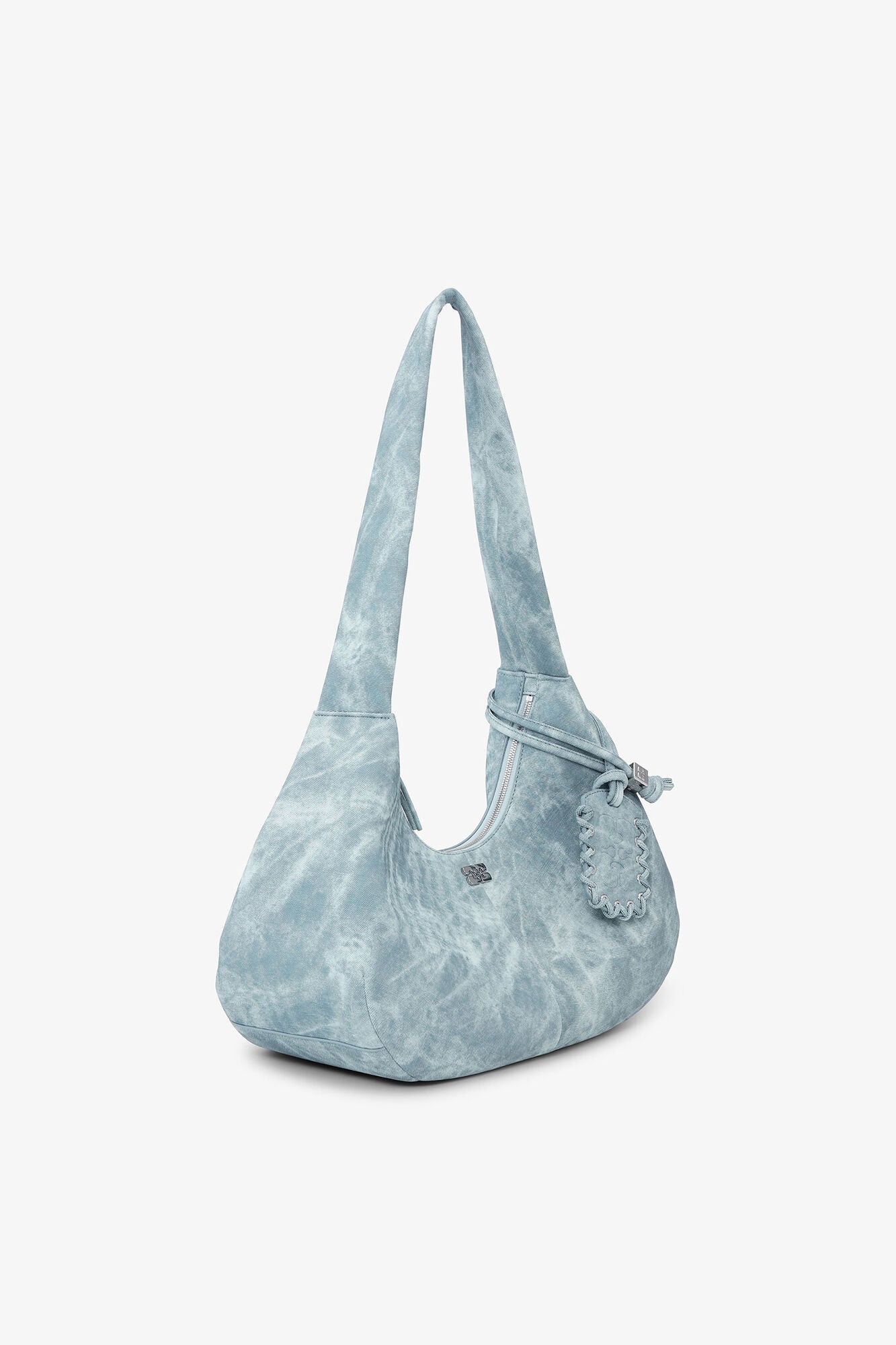 Celestial Blue Bleached Medium Hobo Bag - GANNI