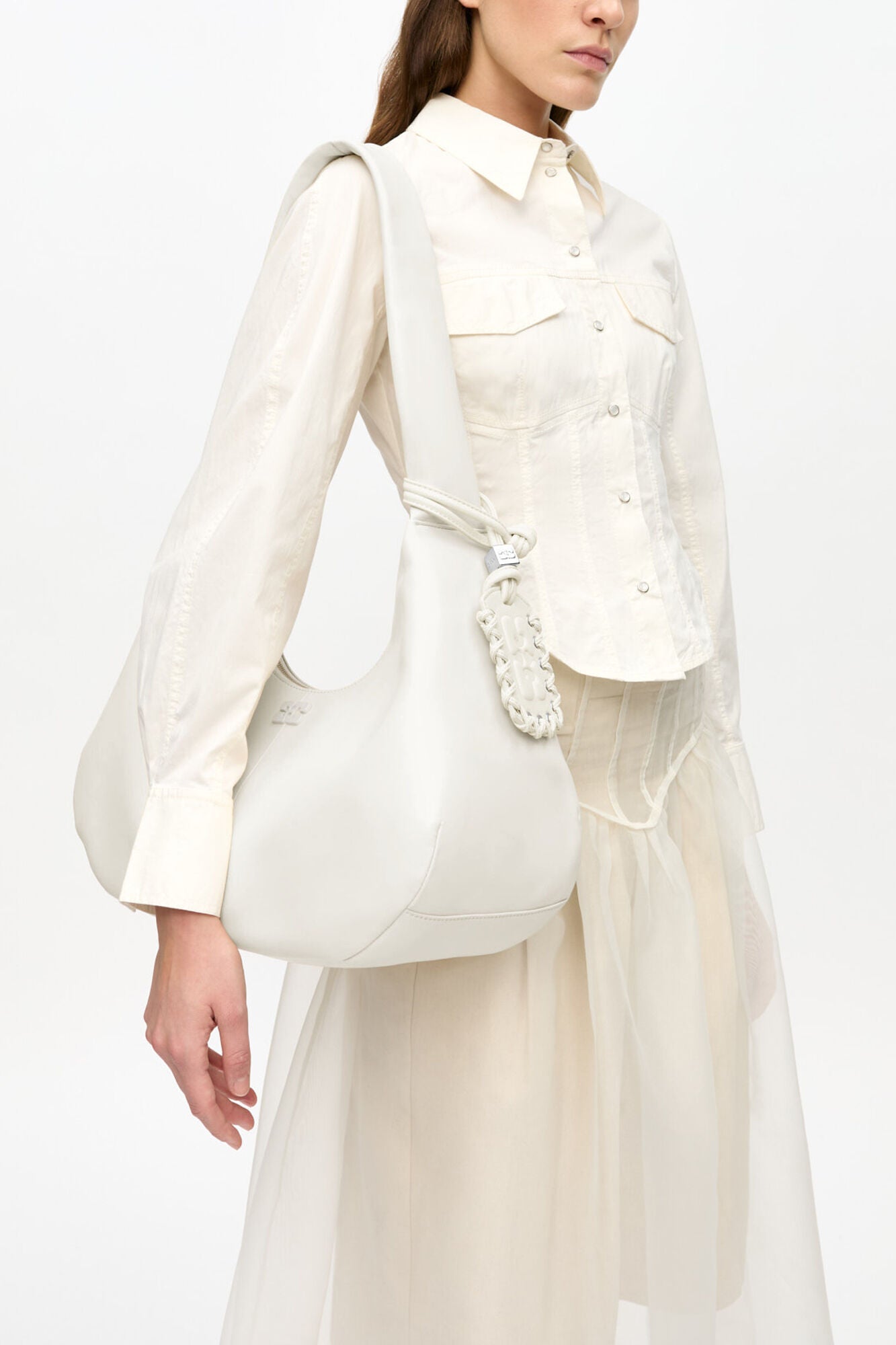 Egret Ivory Medium Hobo Bag - GANNI