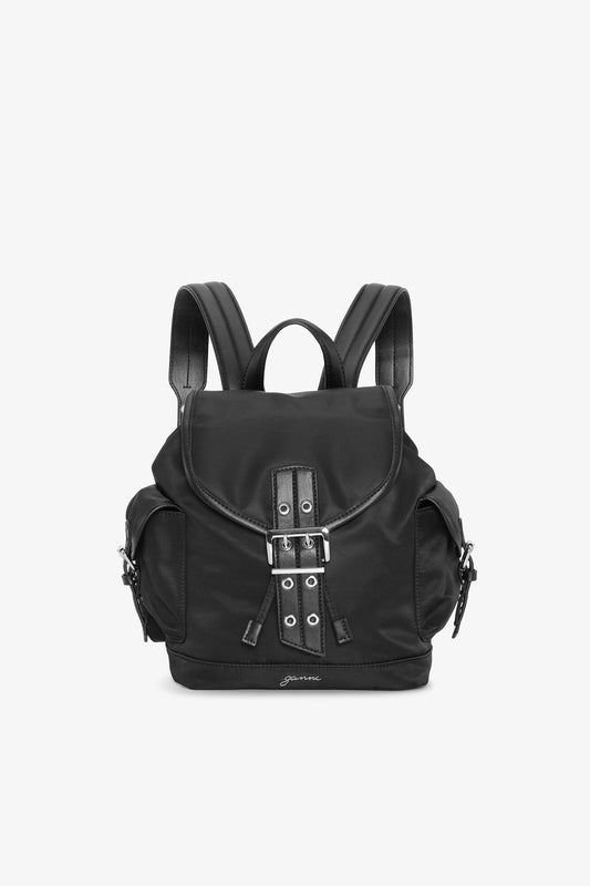 Black Black Small Bucky Nylon Backpack - GANNI