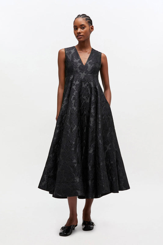 Satin Cloque Long Dress - GANNI