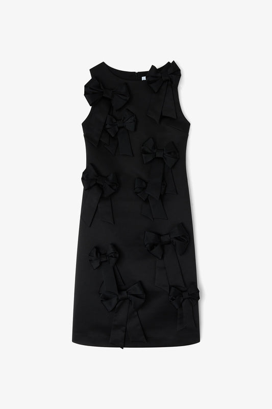 Black Satin Bow Dress - GANNI