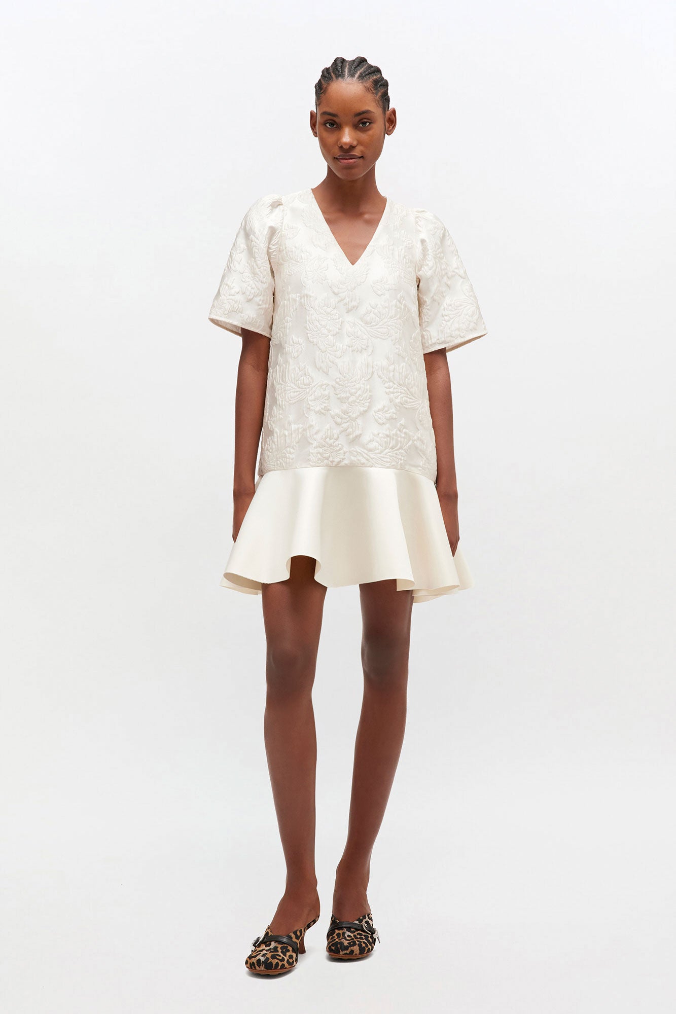Satin Cloque Mini Dress - GANNI