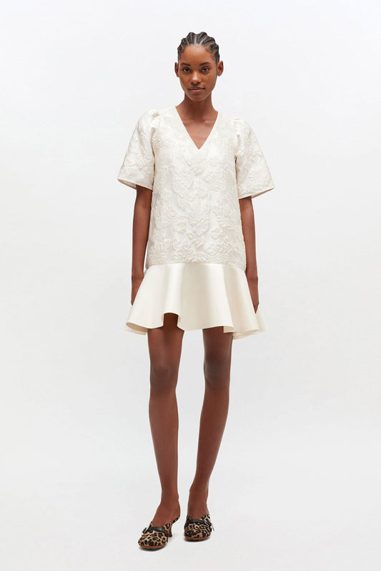 Satin Cloque Mini Dress - GANNI