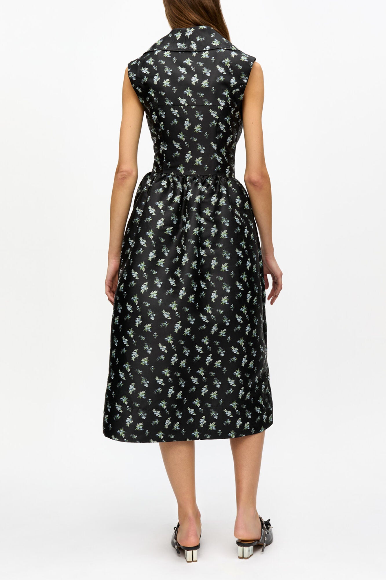 Black Floral Jacquard Midi Dress - GANNI