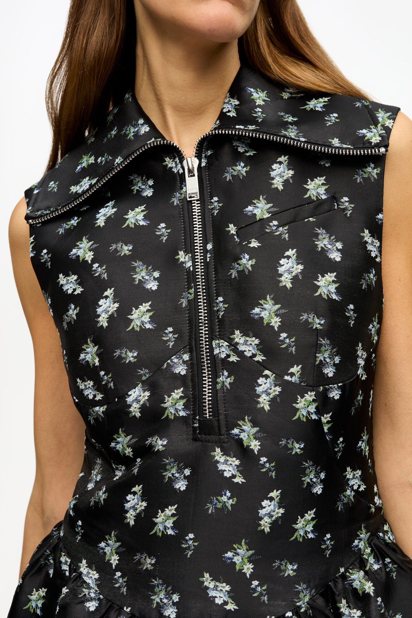Black Floral Jacquard Midi Dress - GANNI