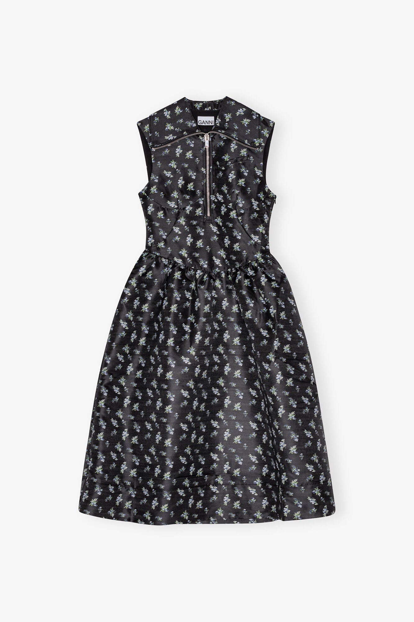 Black Floral Jacquard Midi Dress - GANNI