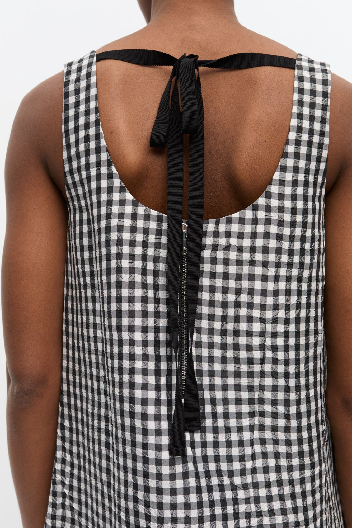 Crinkled Check Long Dress - GANNI
