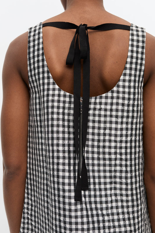 Crinkled Check Long Dress - GANNI