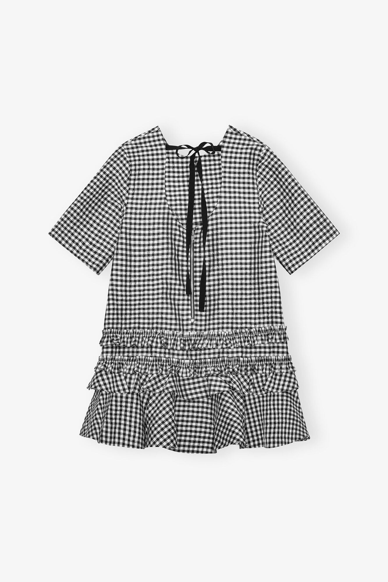 Crinkled Check Mini Dress - GANNI