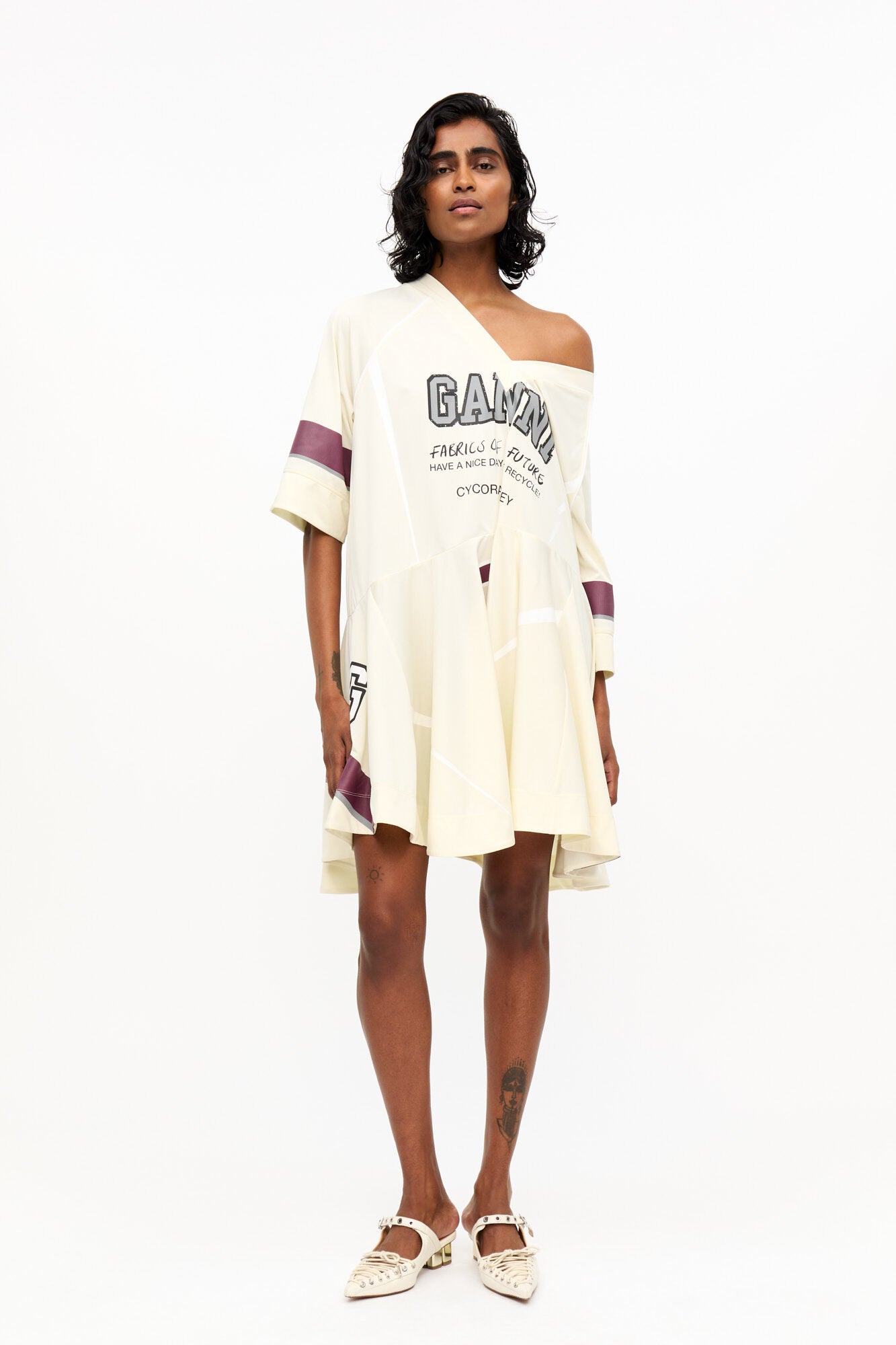 Ivory GANNI League Oversized Mini Dress - GANNI