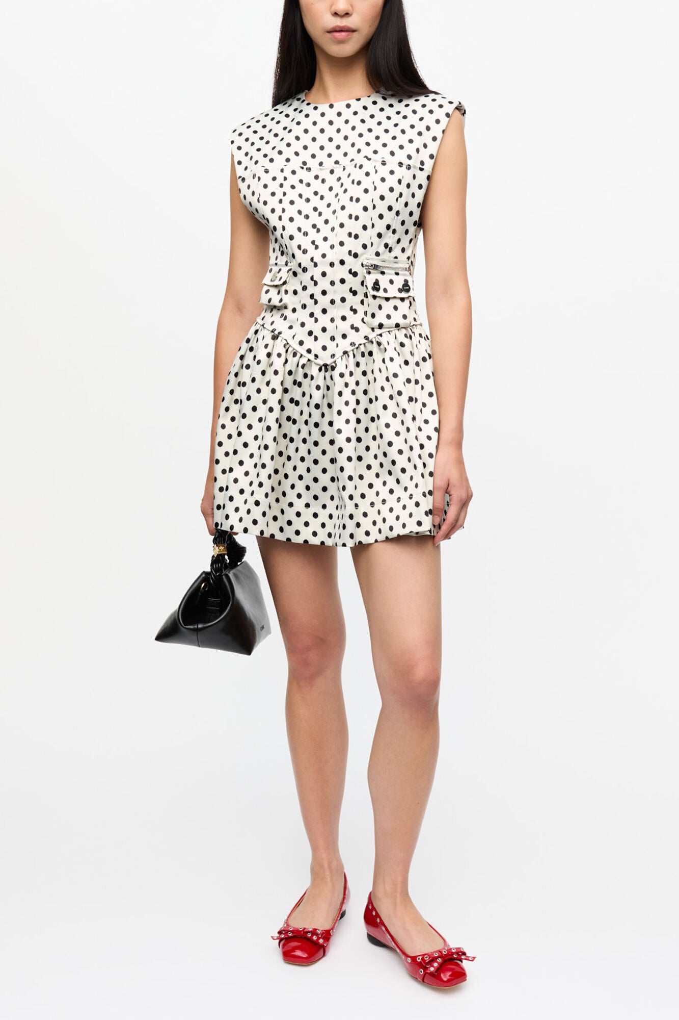 Polka-Dot Satin Corset Mini Dress - GANNI