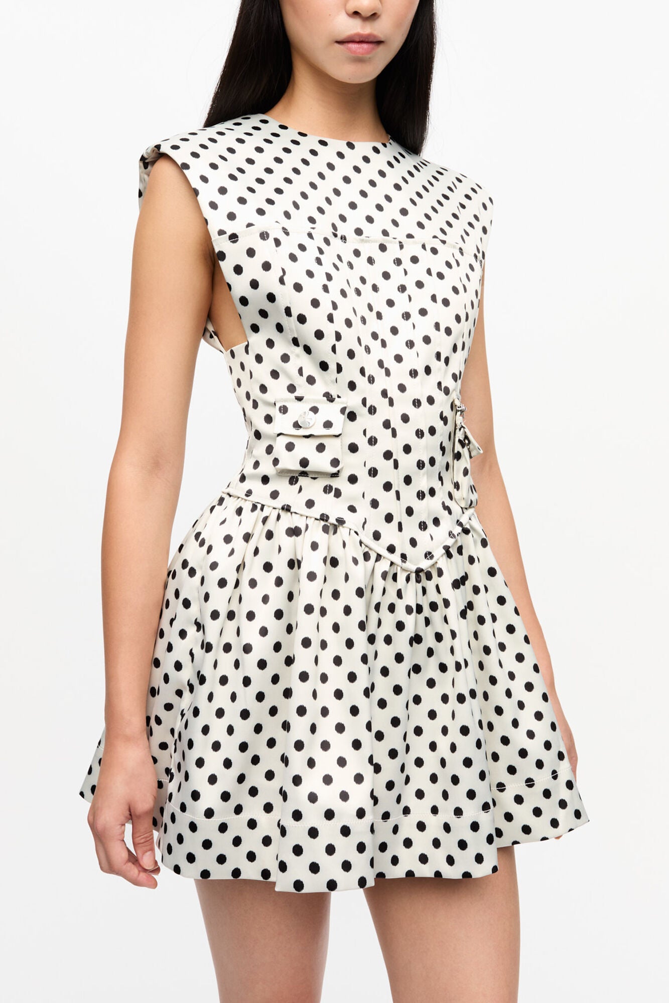Polka-Dot Satin Corset Mini Dress - GANNI