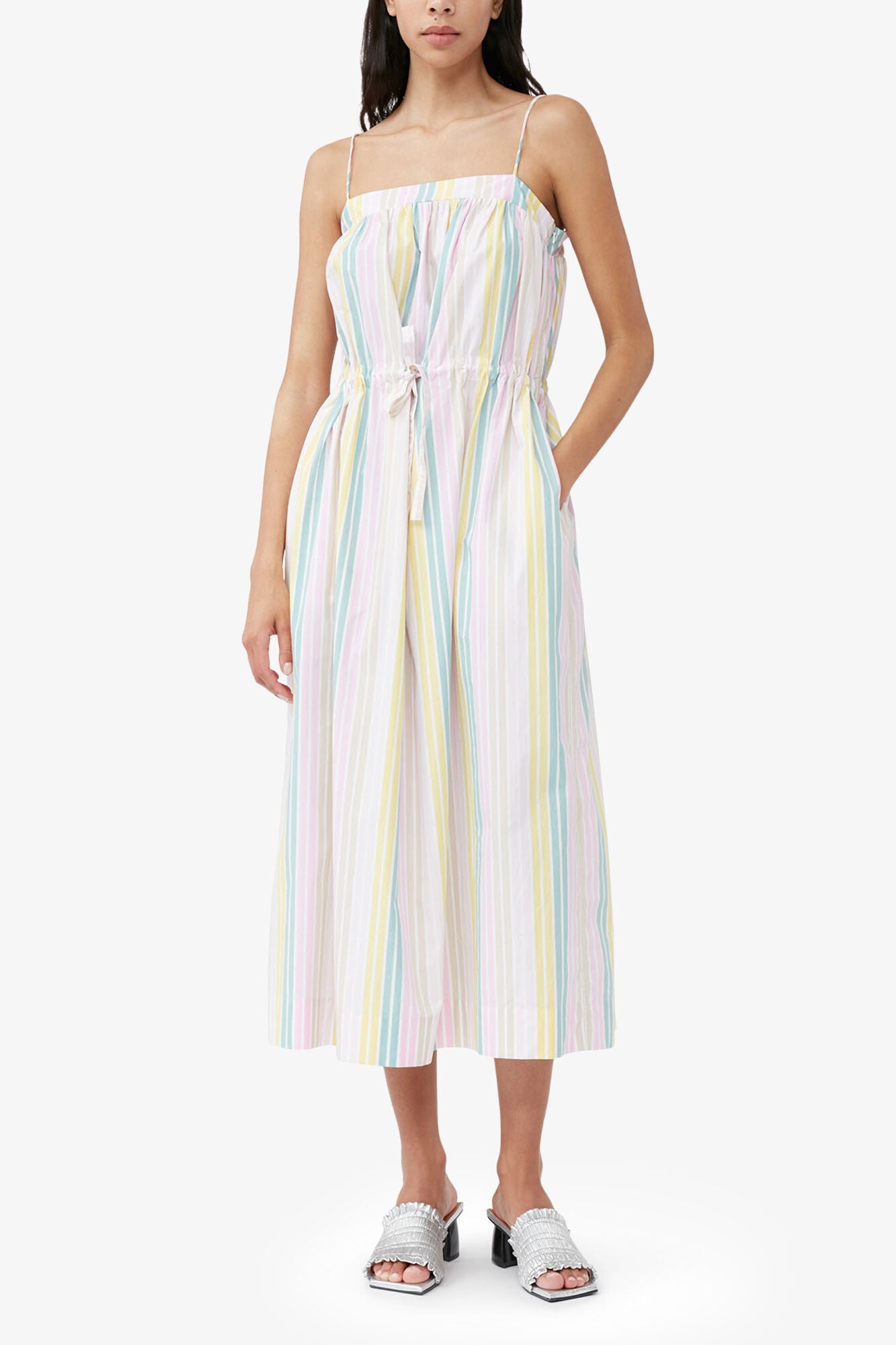 Stripe Cotton Maxi Strap Dress - GANNI