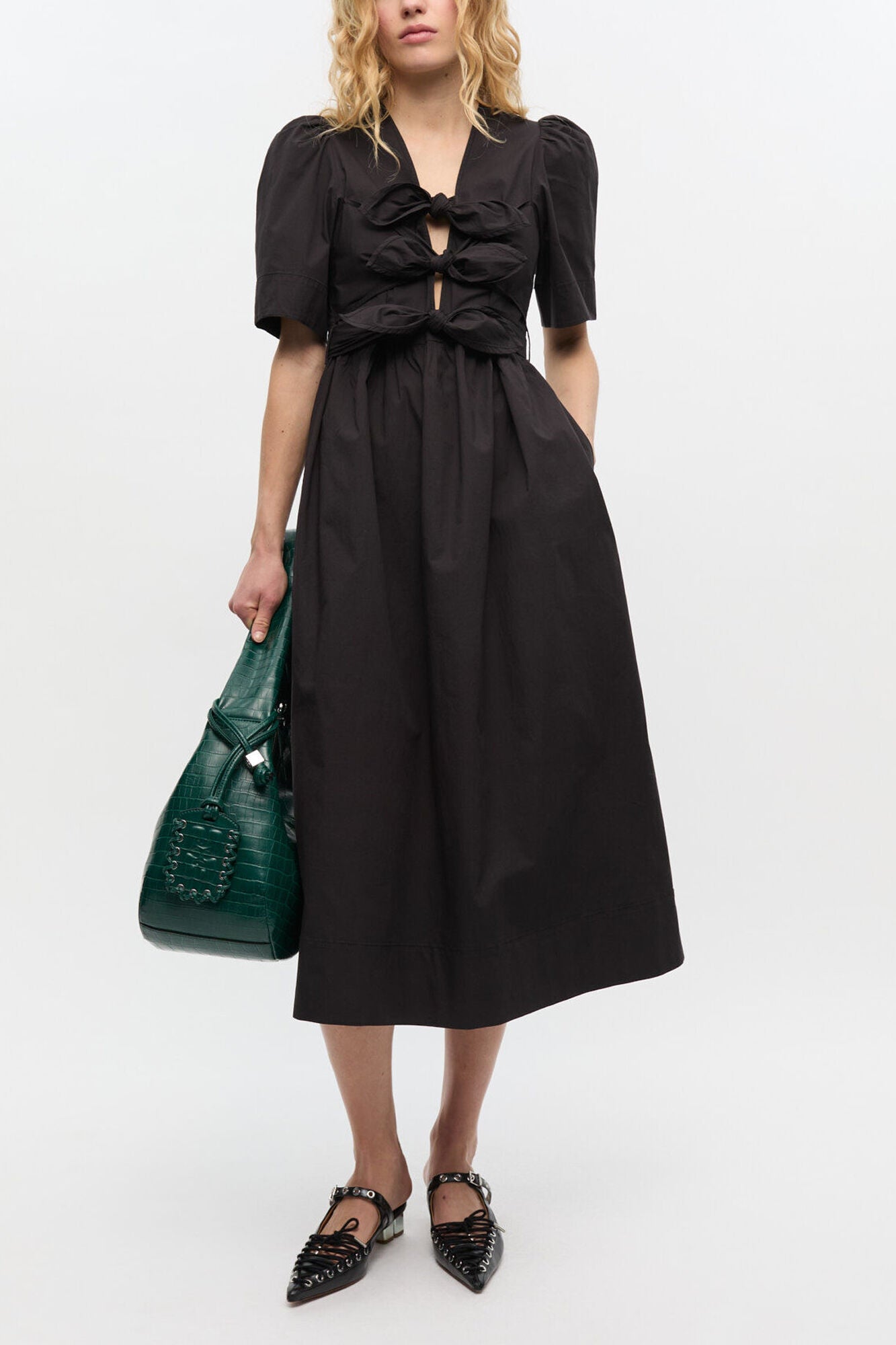 Black Stretch Cotton Dress - GANNI