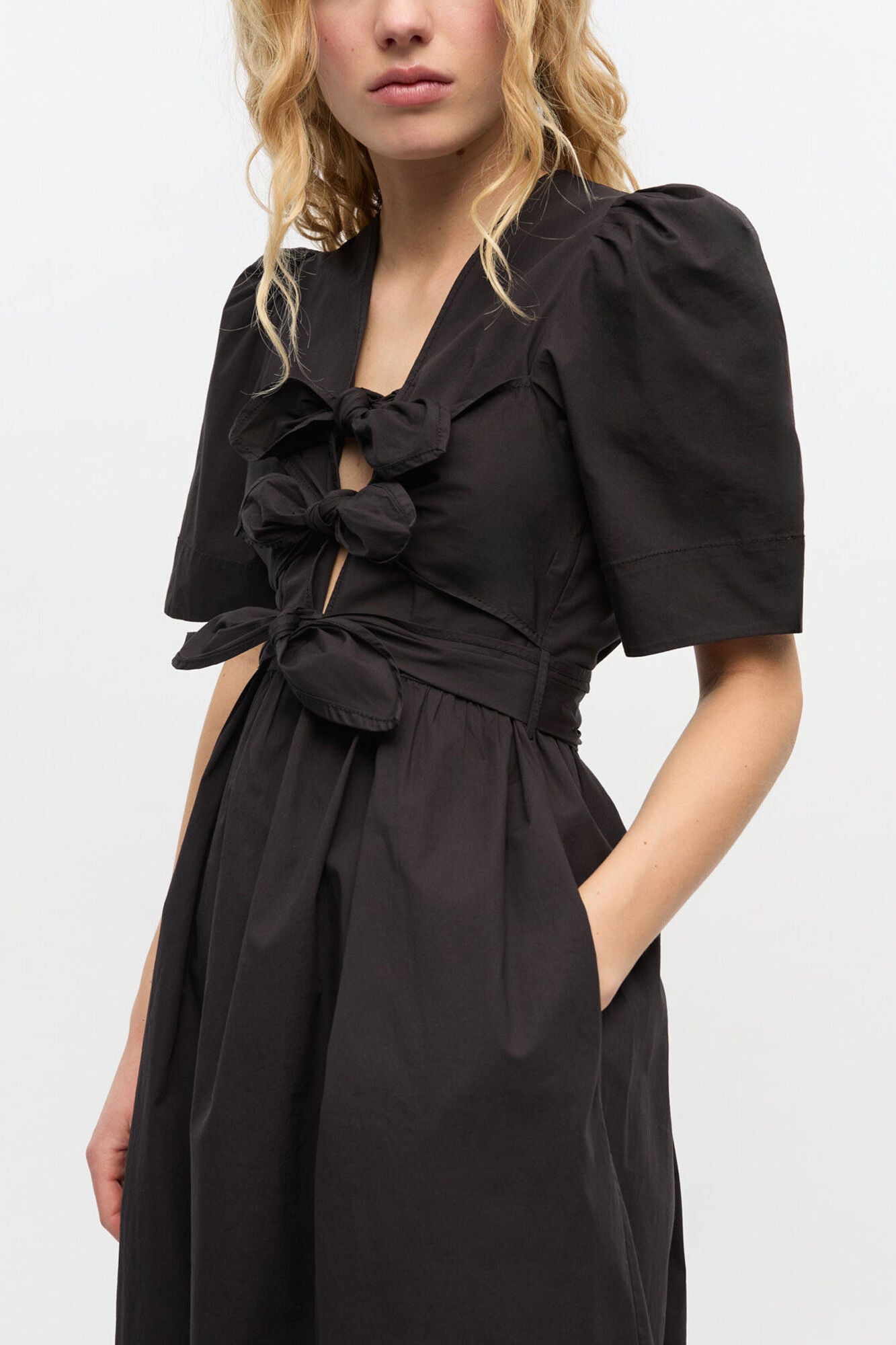 Black Stretch Cotton Dress - GANNI