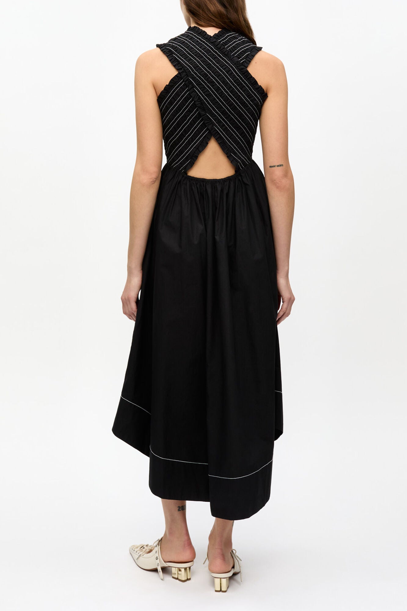 Washed Stretch Cotton Smock Midi Dress - GANNI