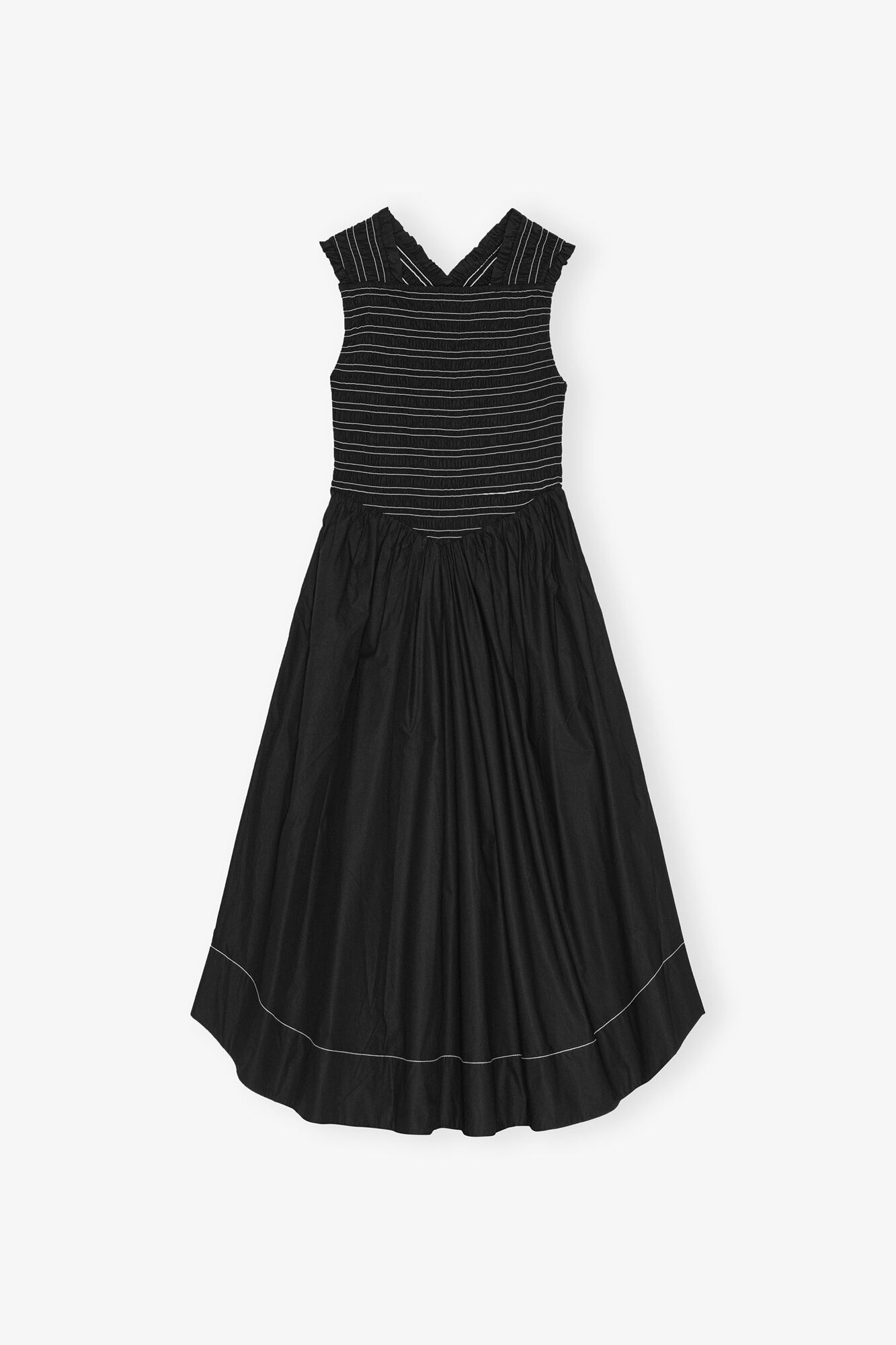 Washed Stretch Cotton Smock Midi Dress - GANNI