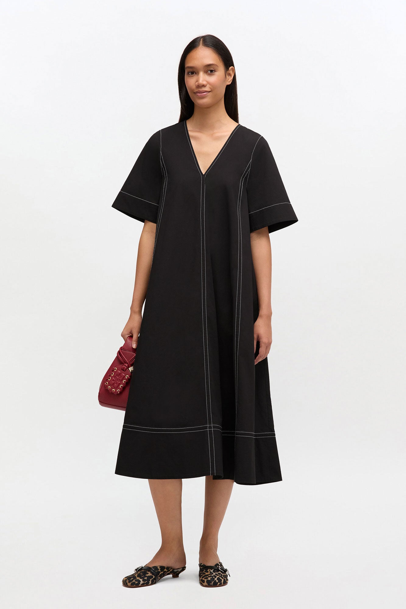 Black Cotton A-line Dress - GANNI