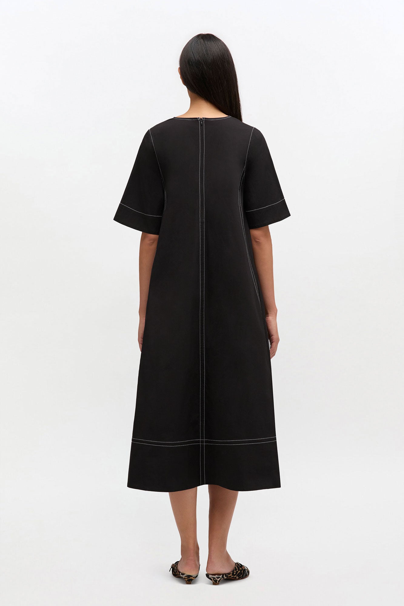 Black Cotton A-line Dress - GANNI