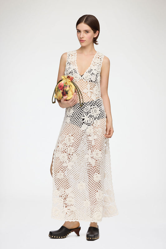 Long Dress in Cotton Crochet - GANNI