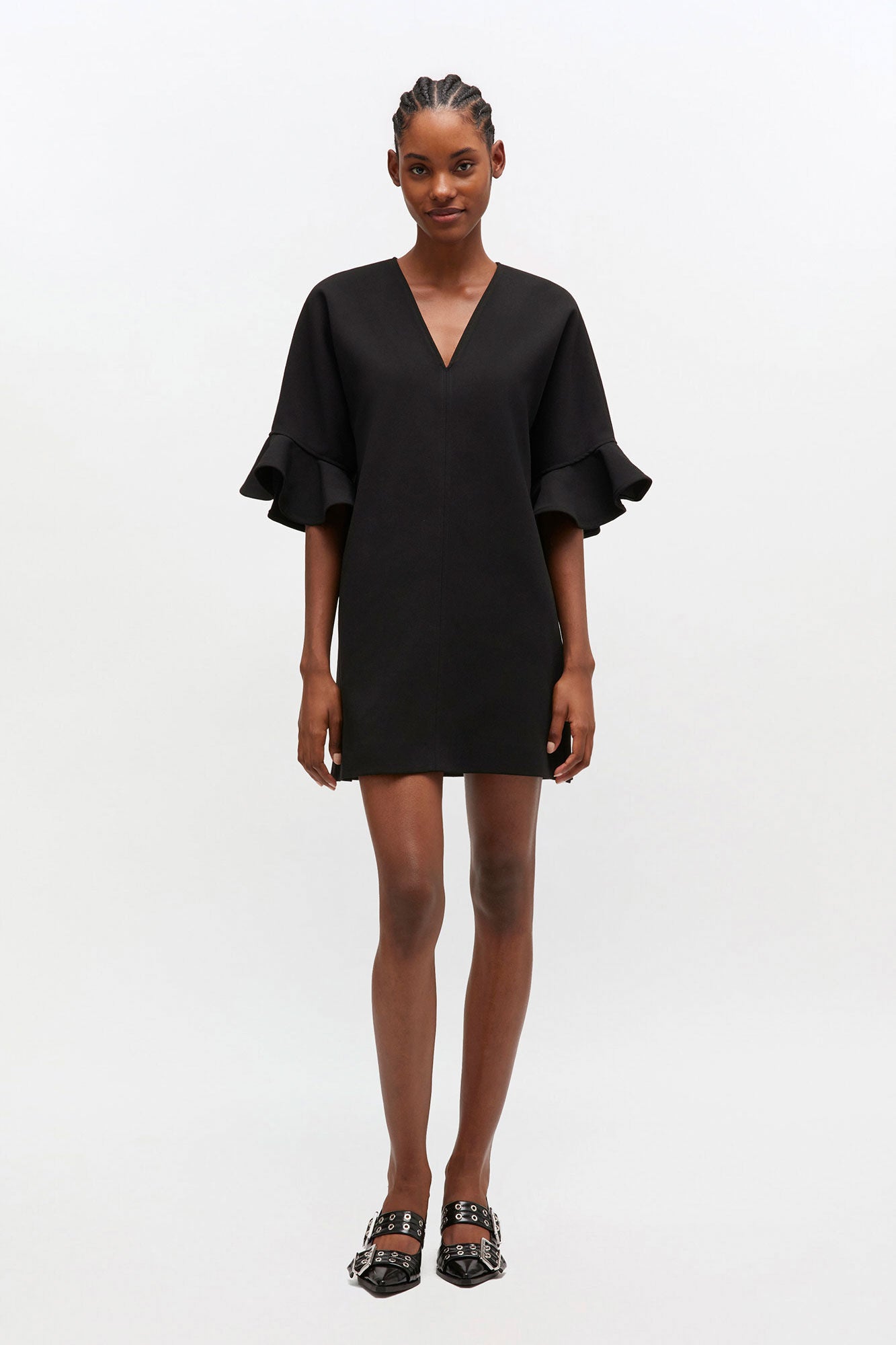 Black Mini Ruffle Dress - GANNI