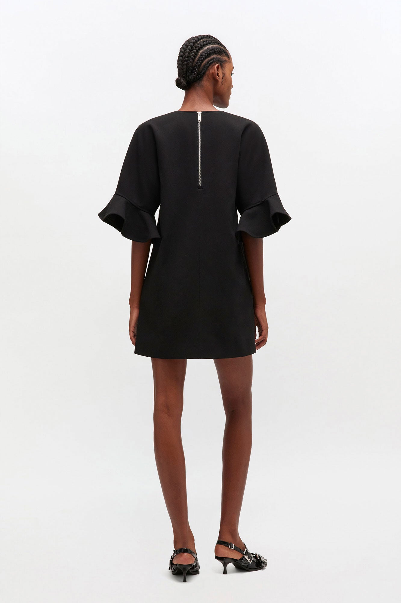 Black Mini Ruffle Dress - GANNI