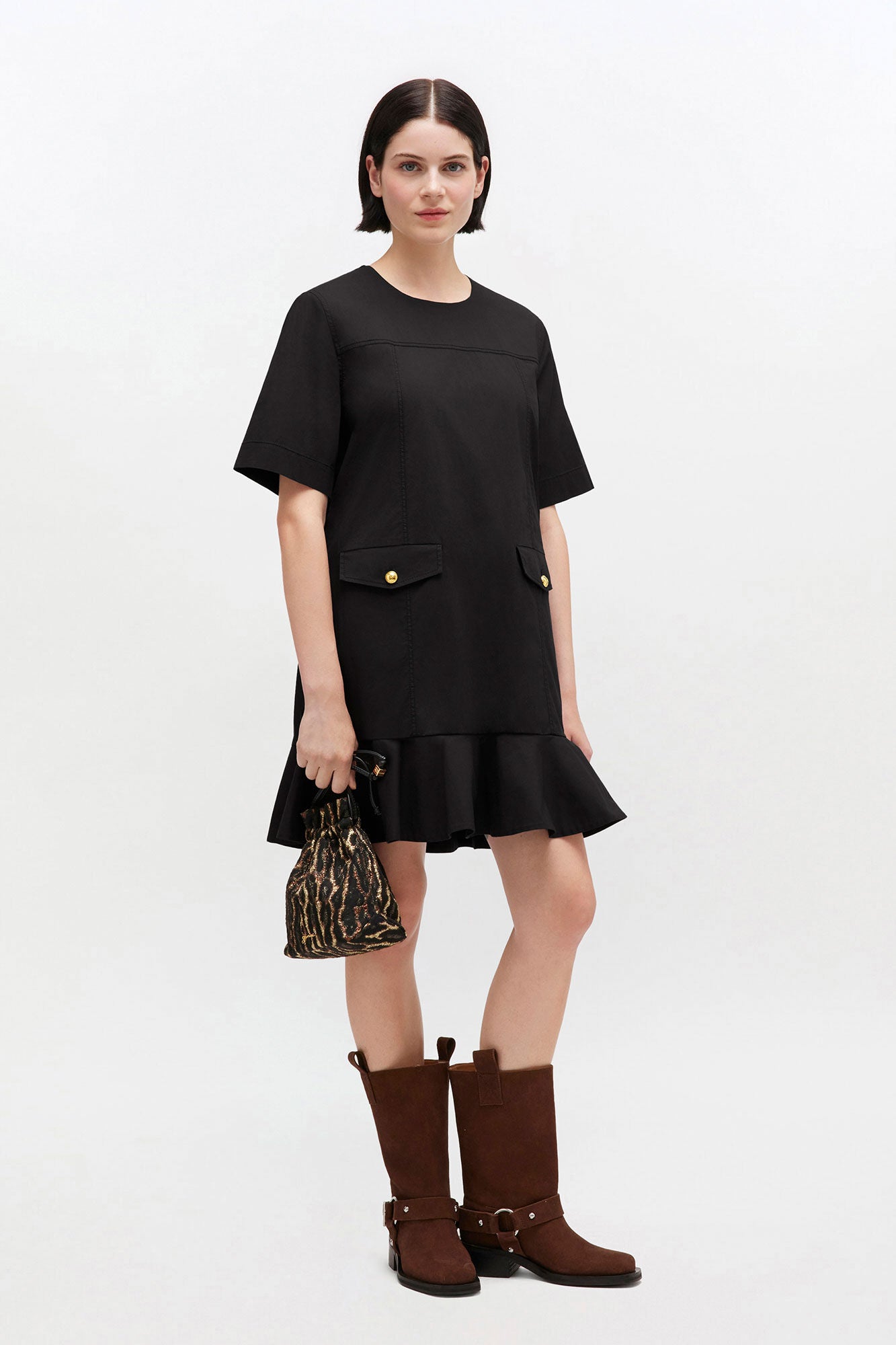 Stretch Cotton Mini Dress - GANNI