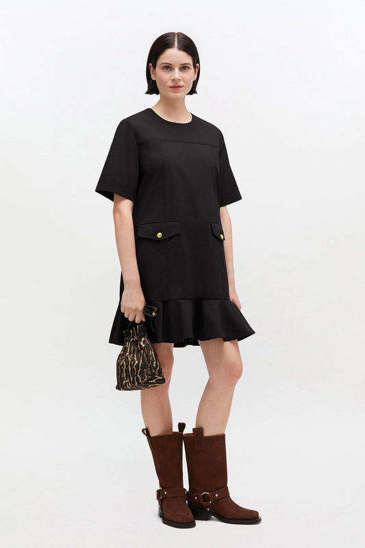 Stretch Cotton Mini Dress - GANNI
