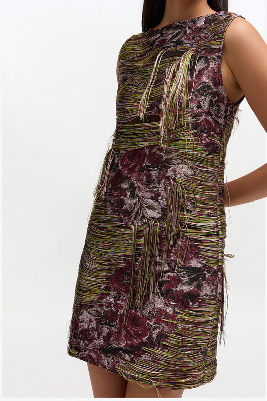Tapestry Fringed Mini Dress - GANNI