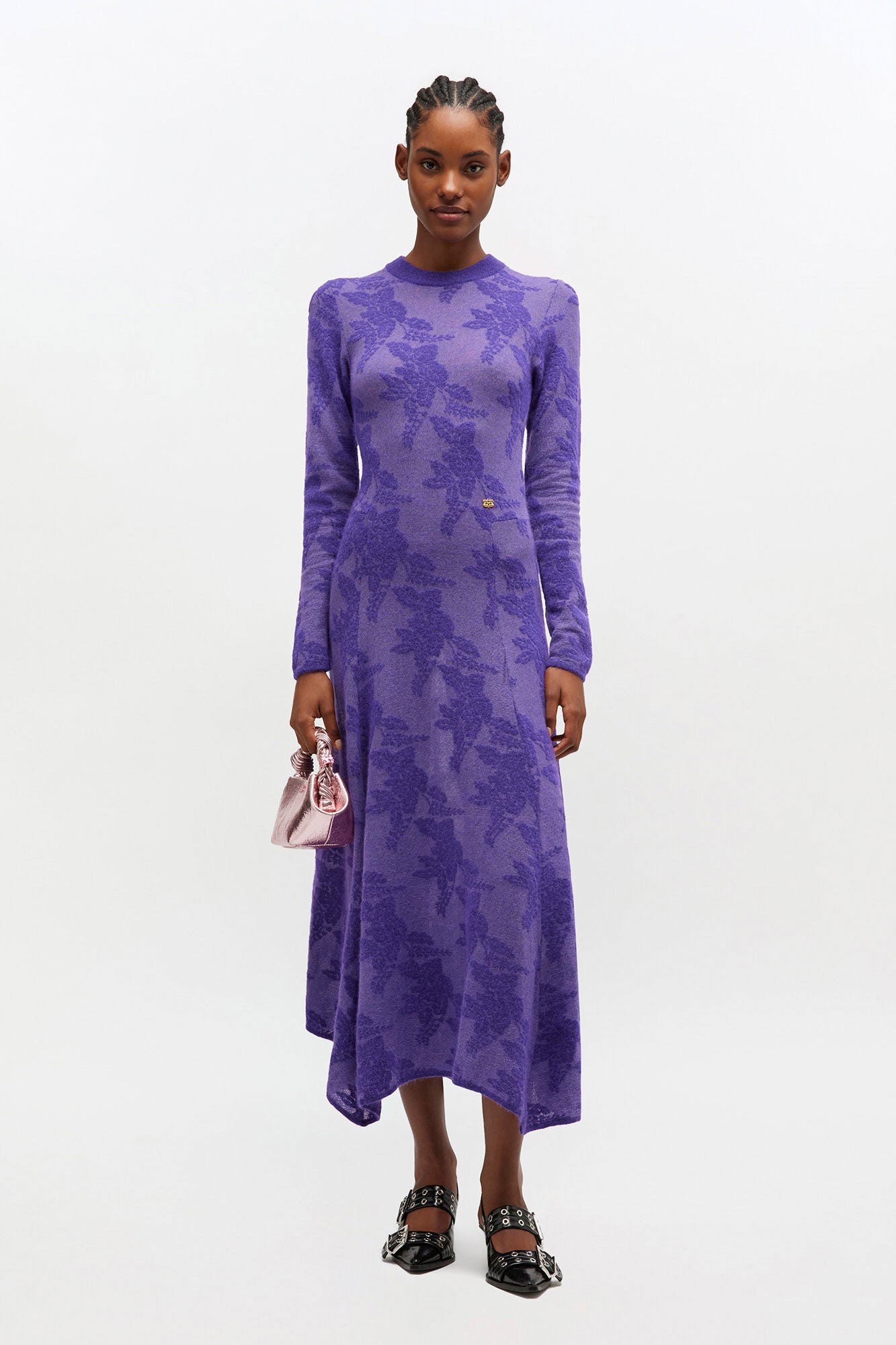 Purple Sheer Flower Dress - GANNI