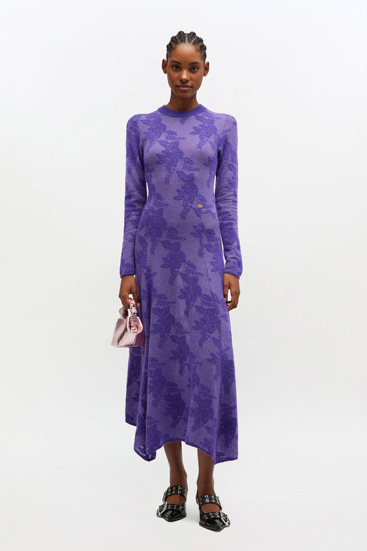 Purple Sheer Flower Dress - GANNI