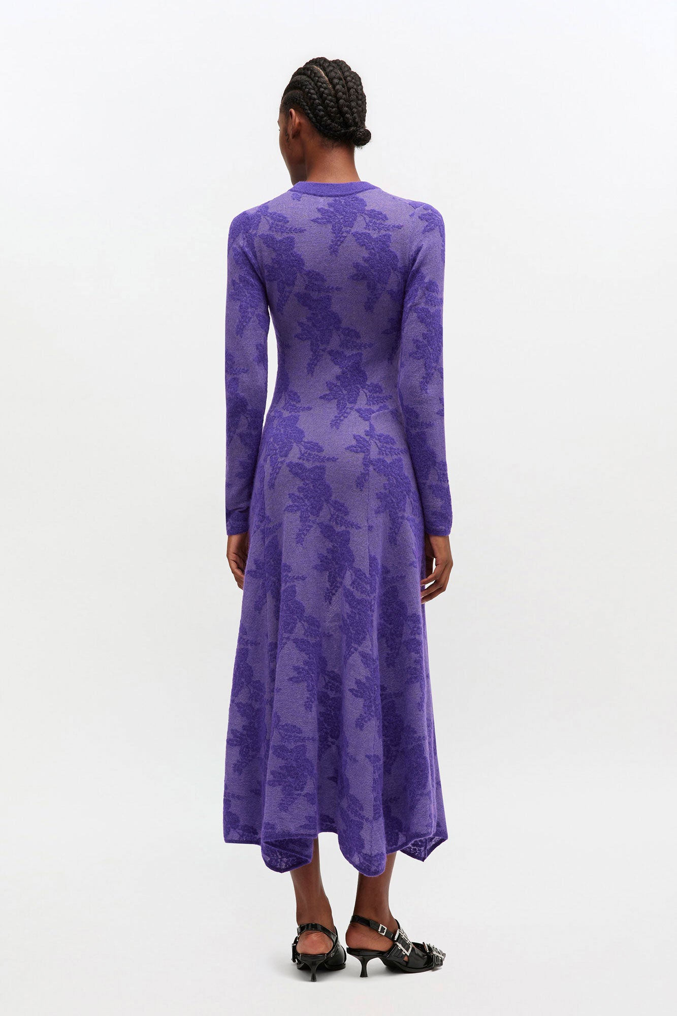 Purple Sheer Flower Dress - GANNI