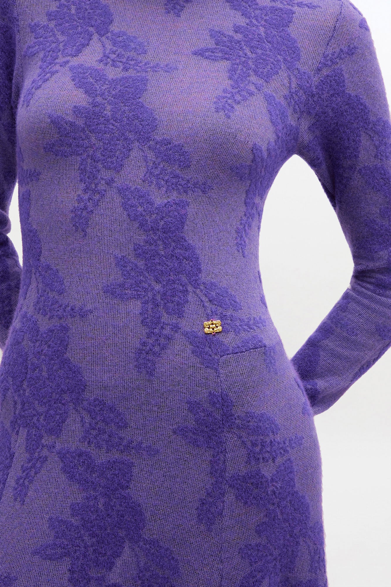 Purple Sheer Flower Dress - GANNI