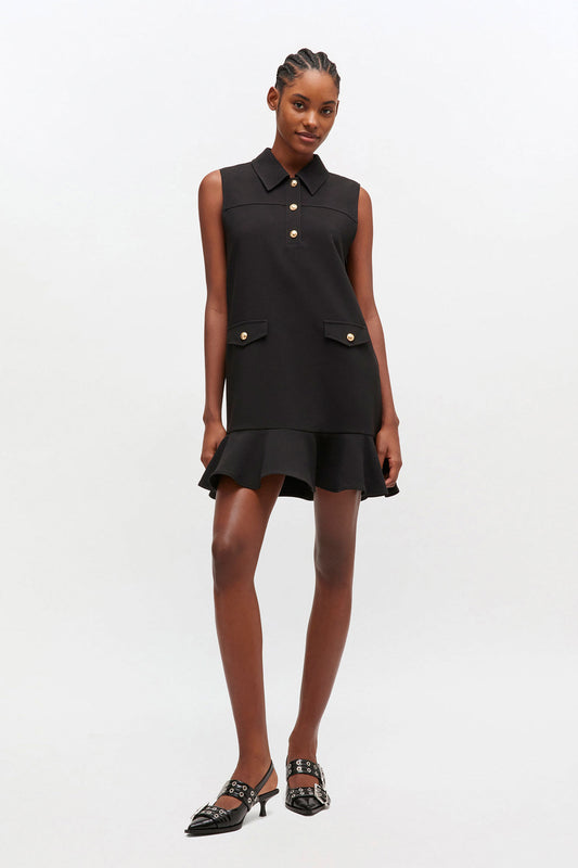 Black Twill Suiting Mini Dress - GANNI