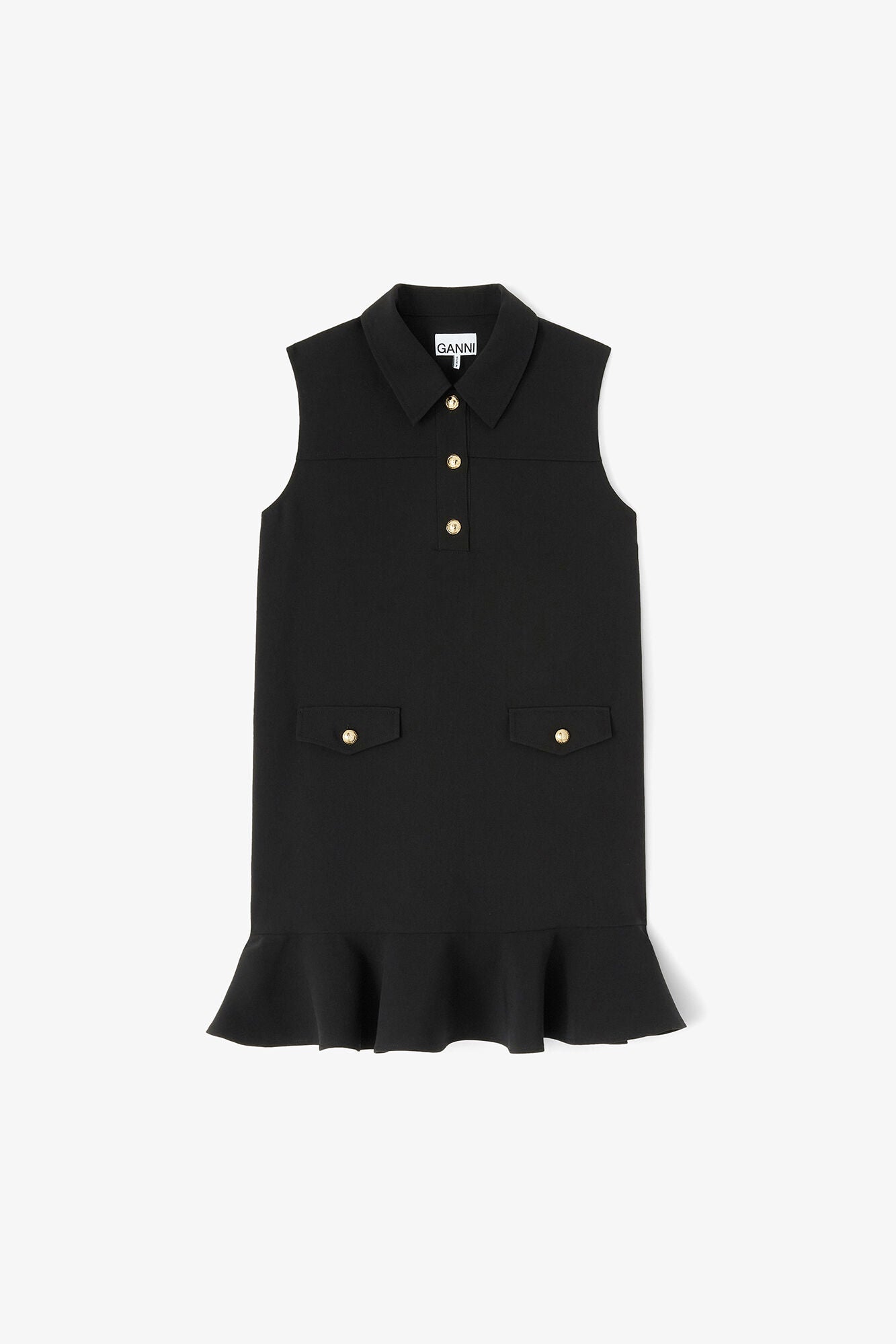 Black Twill Suiting Mini Dress - GANNI