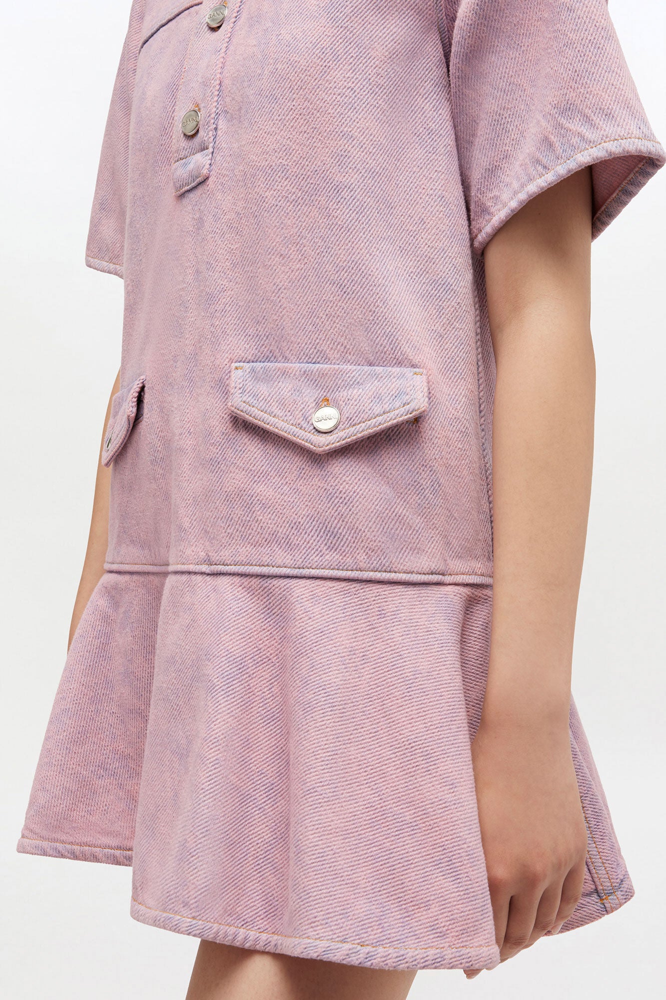 Pink Washed Denim Dress - GANNI