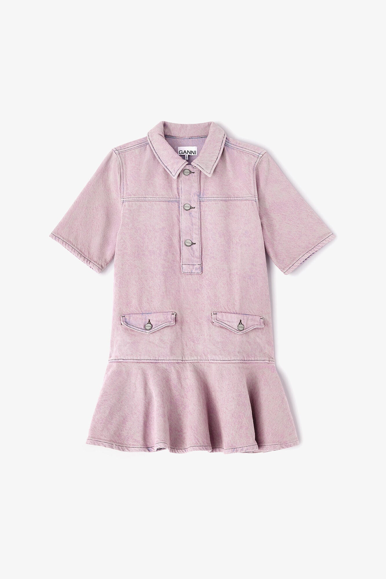 Pink Washed Denim Dress - GANNI