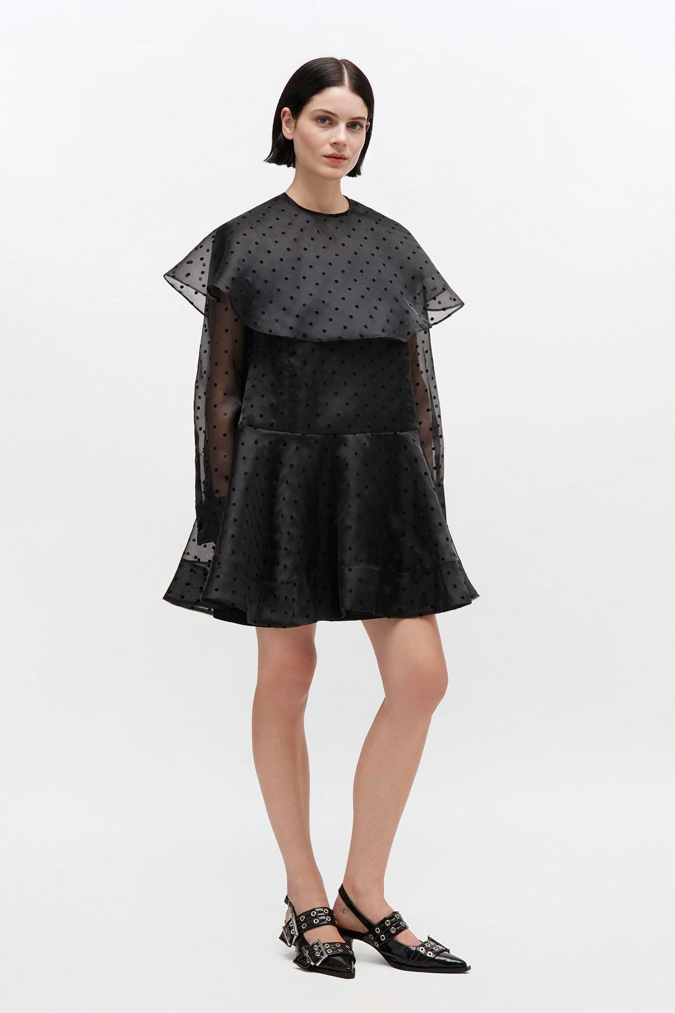 Black Organza Circle Collar Dress - GANNI