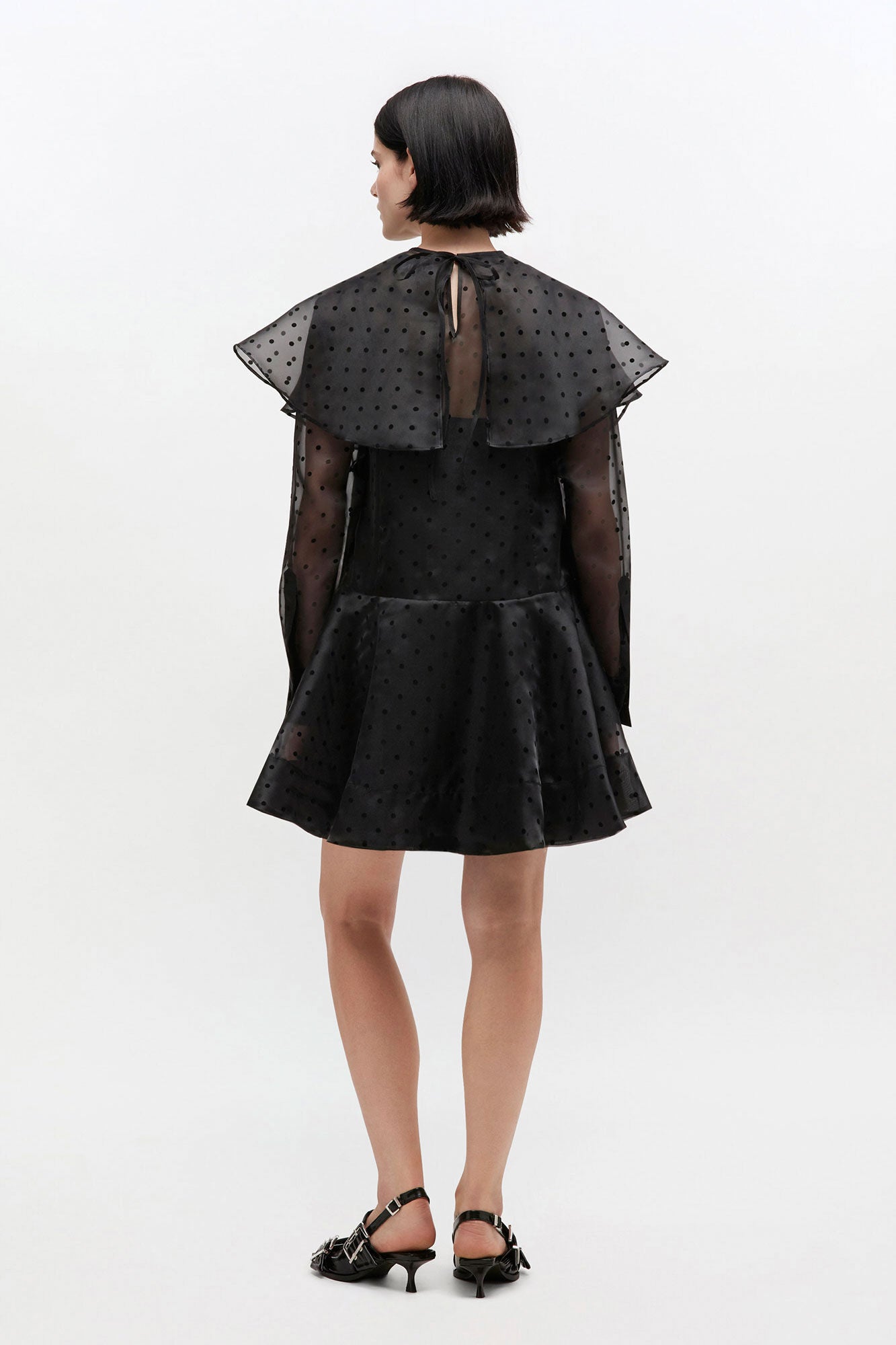 Black Organza Circle Collar Dress - GANNI
