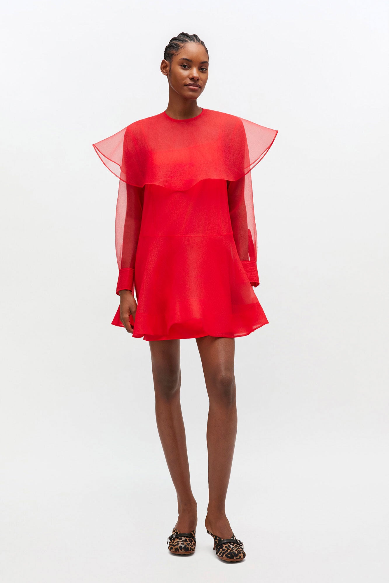 Red Organza Circle Collar Dress - GANNI