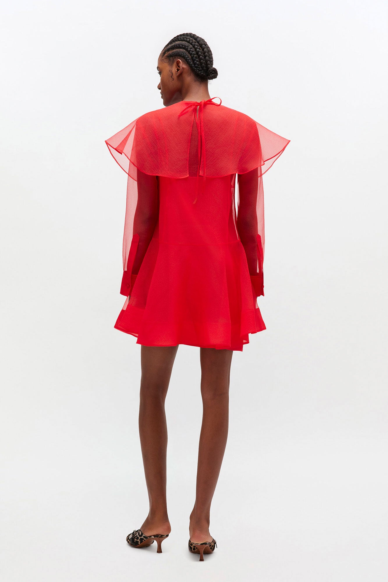 Red Organza Circle Collar Dress - GANNI