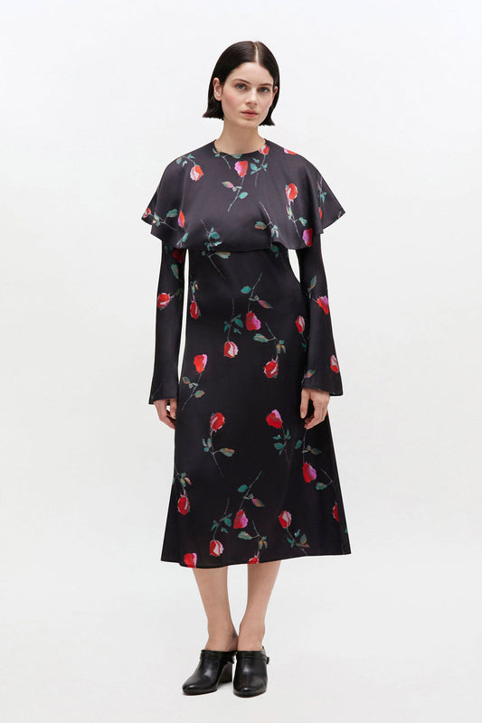 Printed Circle Collar Midi Dress - GANNI