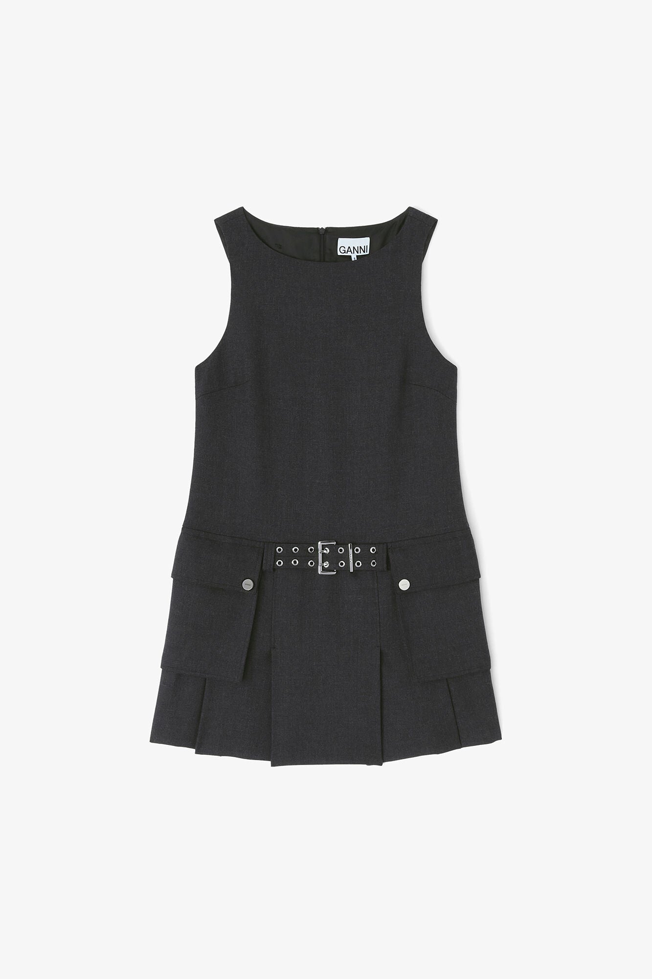 Grey Wool Mini Dress - GANNI