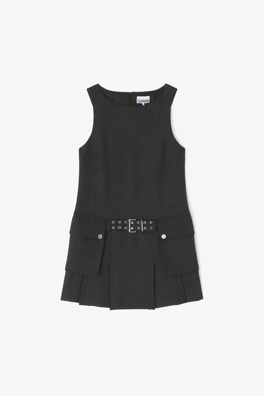 Grey Wool Mini Dress - GANNI